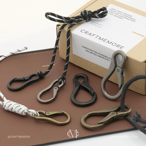 CRAFTMEMORE 2pcs 2 Inches Carabiner Spring Snap Hook Paracord Camping Keychain Accessories Push Gate Spring Clips HR8 (Antique Brass)