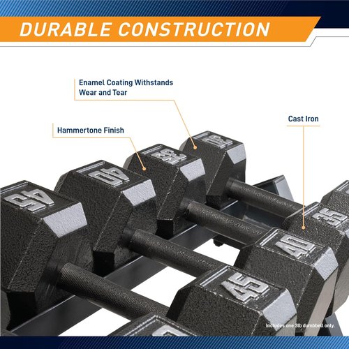Marcy Cast Iron Hex Dumbbells - Individual Weights from 3-lb to 100-lb for Home Workouts