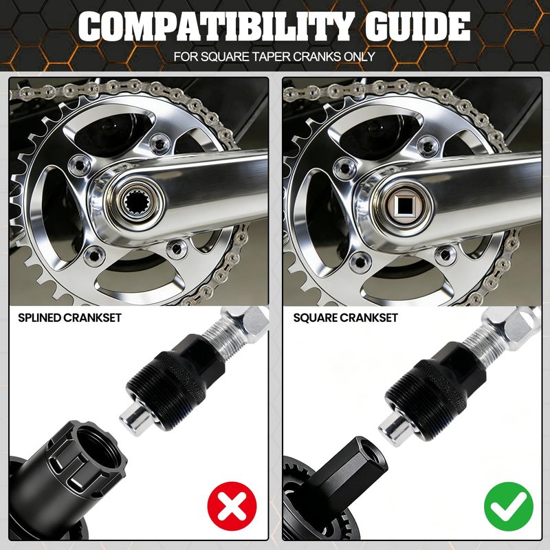 Oumers Bike Crank Extractor/Arm Remover and Bottom Bracket Remover with 16mm Spanner/Wrench. Professional Bicycle Repair Tool Kit