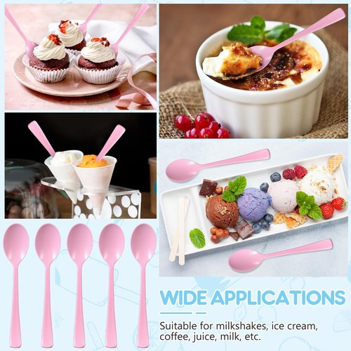 60 Pcs Pink Disposable Plastic Spoons Cutlery Heavy Duty Dinnerware Plastic Silverware Flatware for Home Office School Party Picnics Restaurant Outdoor Events or Every Day Use (Pink)