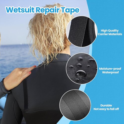 LLPT Wetsuit Repair Tape - Iron-On Seam Sealing Patch | Waterproof 1.6” x 16.5 Ft - Black