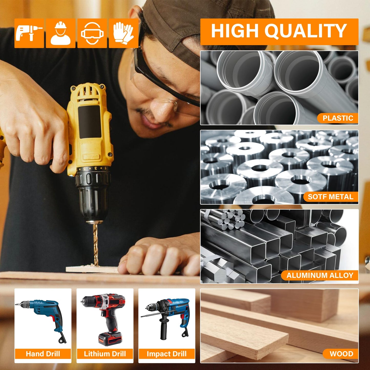 Cobalt Drill Bit Set 1/16"-1/4" 13Pcs M35 High Speed Steel with Storage Case - Perfect Drill Bits for Hard Metal, Cast Iron, Stainless Steel, Alloy