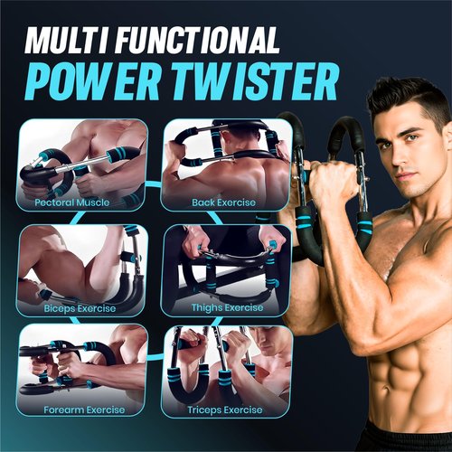 DUNOXA Chest Workout Equipment - Twister Arm Trainer, 30/45/60LB Fitness Equipment, Home Gym Accessories for Men & Women, Forearm Strengthener at Home Workout Equipment