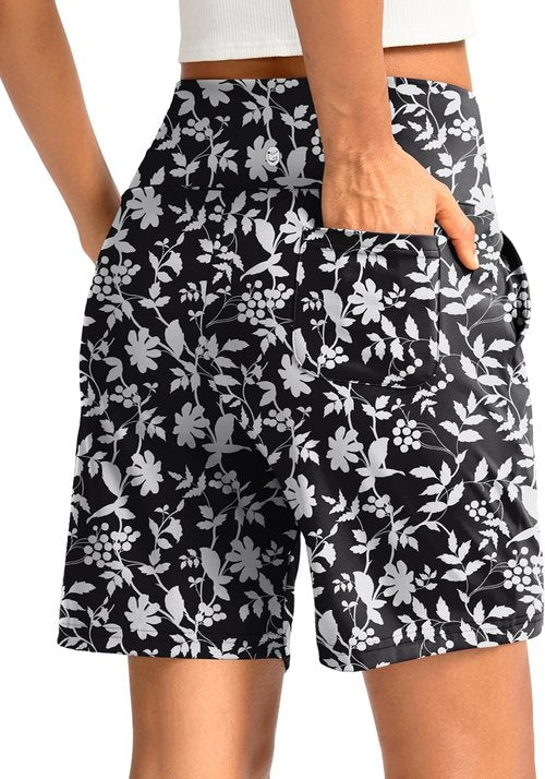 G Gradual Women's Bermuda Shorts - High Waisted, Knee Length with Pockets for Athletic Walking | 9" Size