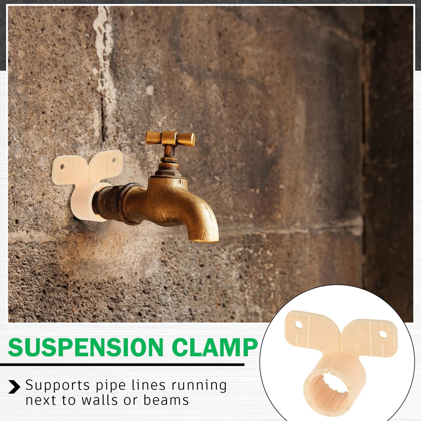 Briwooody 50 Pack 1/2 Inch Pex Suspension Pipe Clamps Tubing Supports for Pex, Copper, Cpvc Pipe, Butterfly Style (Beige)