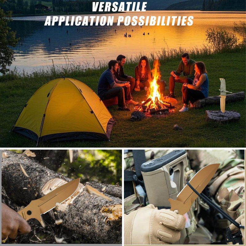 KNYXPP Fixed Blade Knife With Kydex sheath, 375 Full Tang Camping Knife With Sheath For Hiking, Outdoor, Hunting, Survival, Camping