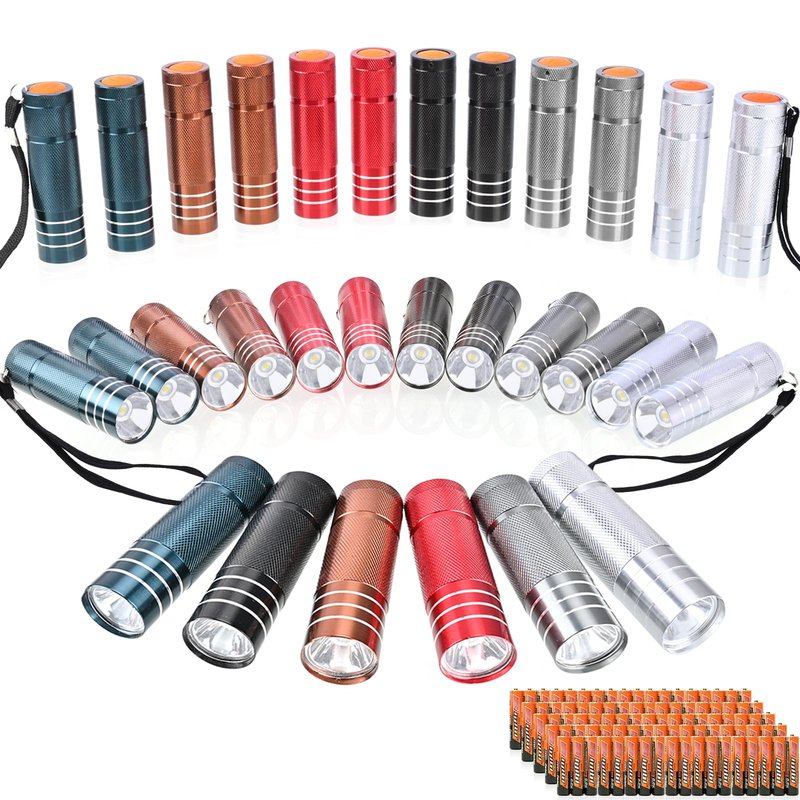 yikosam 30-Pack Super Bright Mini Flashlight, 1W Aluminum Flashlights Bulk Set with Fluorescent Button AAA Batteries Included for Night Emergency Party Hiking Backpacking Pocket Gift