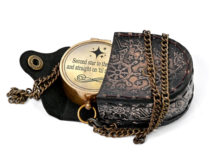 The New Antique Store - Engraved Compass, Customized Brass Compass for Anniversary, Birthday, Graduation Day, Confirmation, Valentine, Parting, Sailor Gift (Peter Pan)