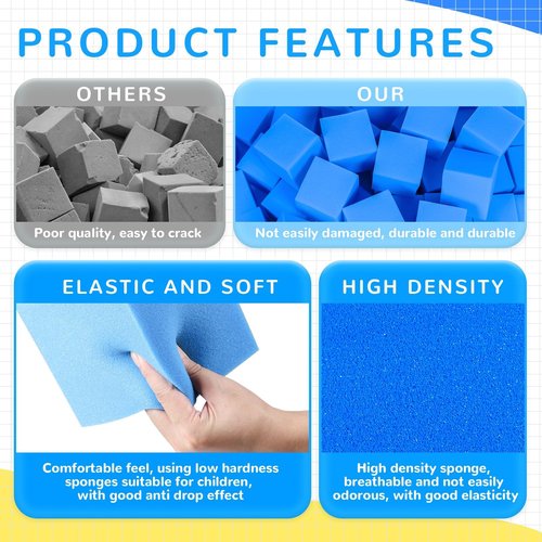 TAYUQEE Foam Pit Blocks - 12 PCS 5" Foam Gym Cubes, Versatile Protective Padding for Trampolines, Gymnastics, Parkour & Action Sports - Dark Blue
