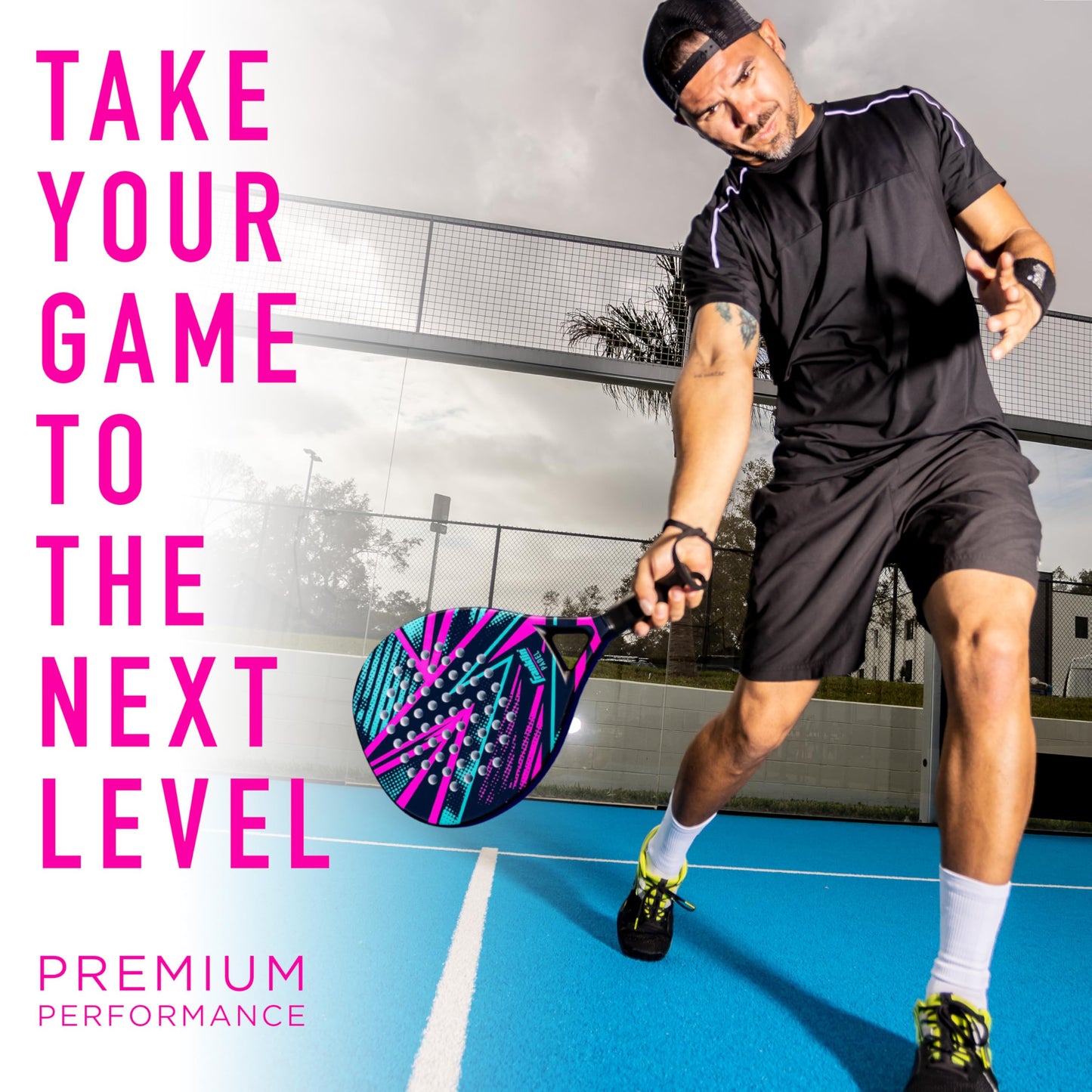 Franklin Sports - Axel Padel Set - 2 Fiberglass Rackets with Foam Core, Padel Balls, & Carrying Case