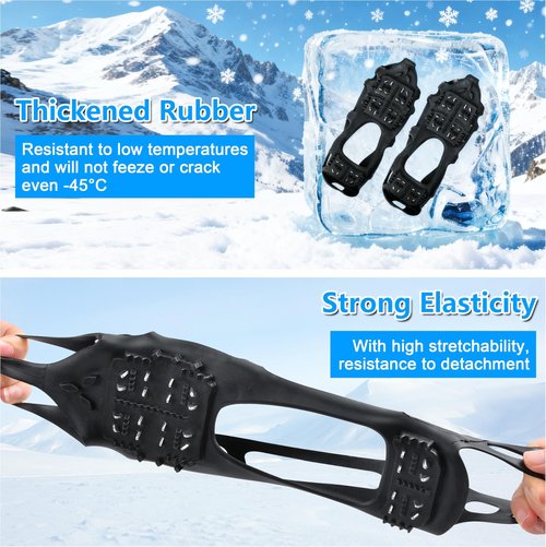 Ice Cleats Snow Traction Cleats for Shoes and Boots Anti Slip Ice Grippers Crampons for Hiking Boots Women Men Rubber Overshoe Slip-on Stretch Footwear, L