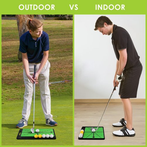 BROTOU Golf Hitting Mat for Swing Detection, Path Feedback Golf Practice Mat, Premium Dual-Turf Training Mat, Golf Impact Mat for Indoor, Golf Accessories for Men Women