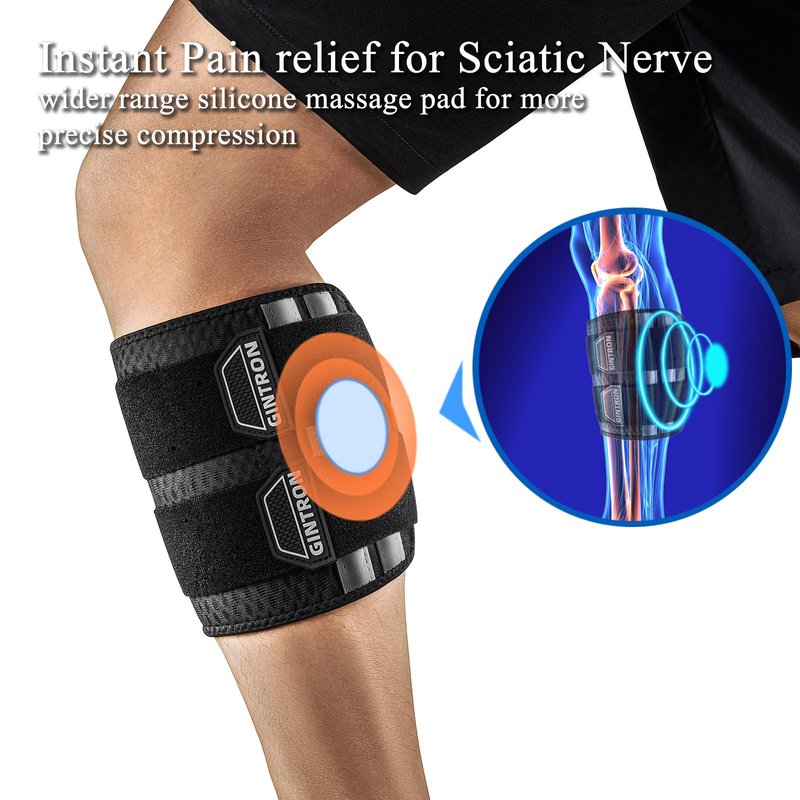 GINTRON Sciatica Pain Relief Brace Devices, Sciatica Nerve Knee Brace with Wider Pressure Pads, Sciatic Ease Pain Relief Calf With Dual Support Targeted Compression for Sciatic, Hip