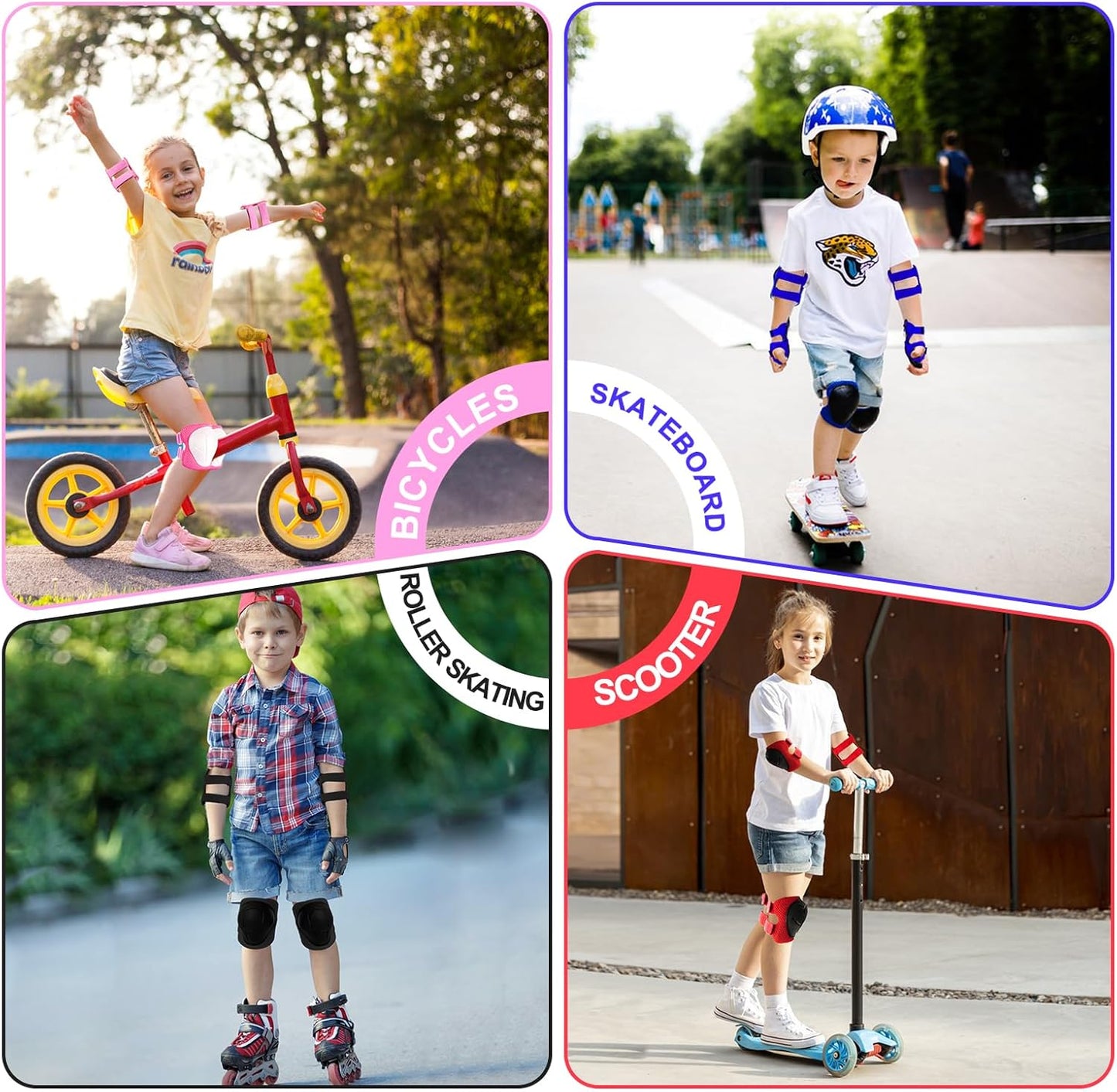 Skiennix Knee Pads for Kids 3-14 Years - 3-in-1 Set with Elbow Pads & Wrist Guards for Safety