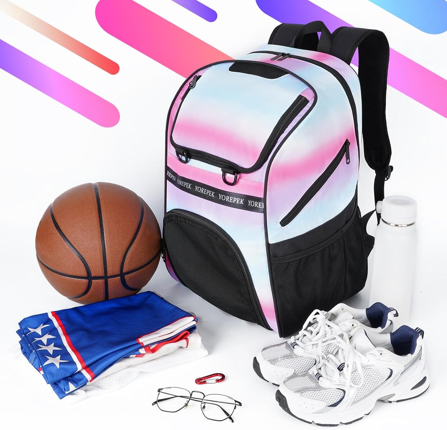 YOREPEK Basketball Backpack - Large Water-Resistant Sports Bag with Shoe Compartment & Ball Holder