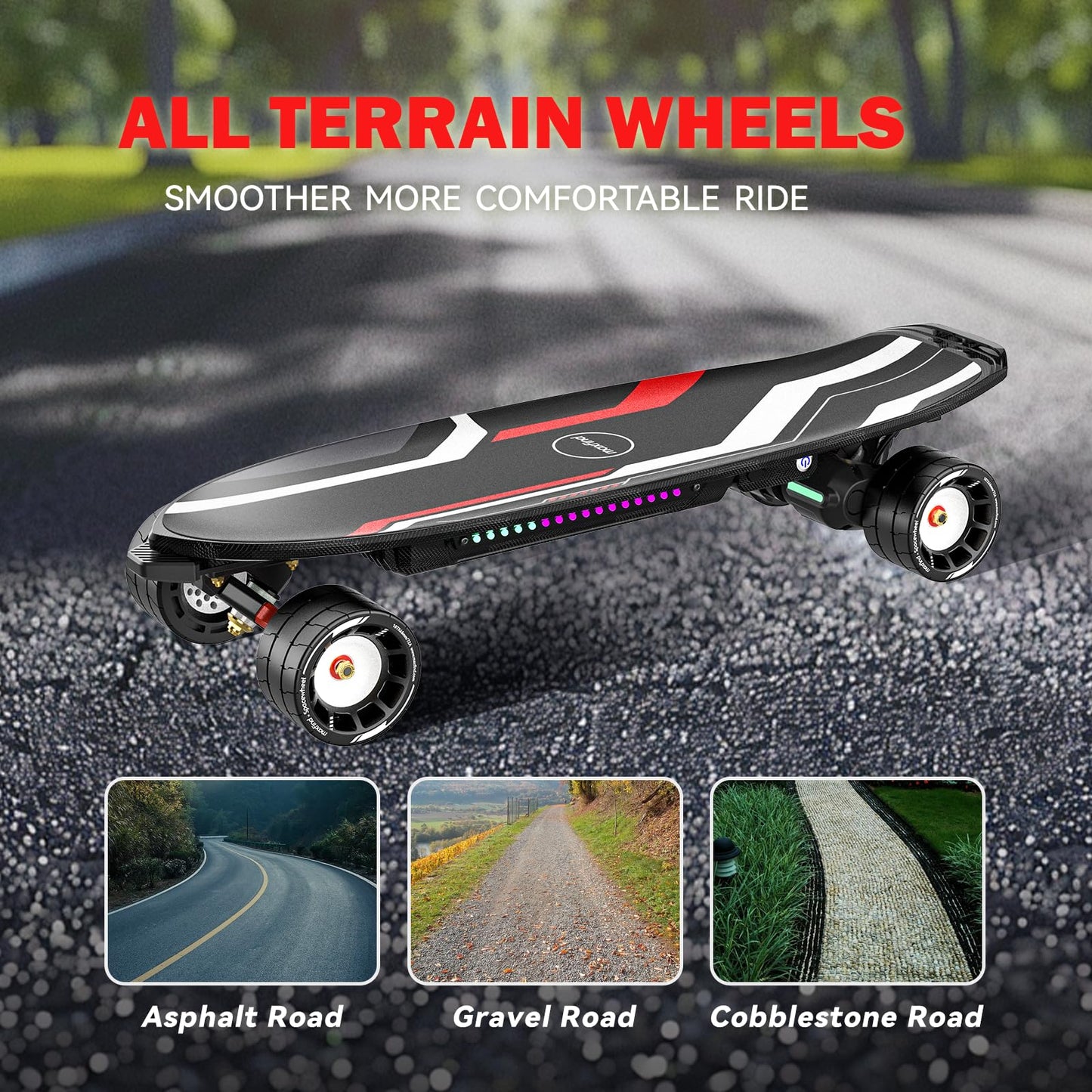 Electric Skateboard Wheels 107mm 74A – All-Terrain Longboard, 4-Pack Space Wheels for Smooth Ride on Any Surface