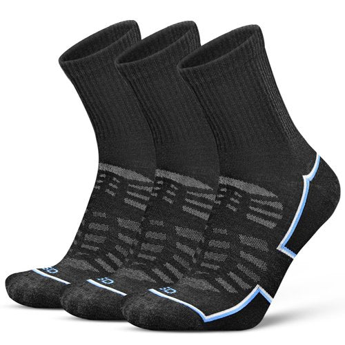 Socks Daze 3 Pack Men's Thin Quarter Merino Wool Running Socks Women Moisture Wicking Knit Gym Fitness Wool Dess Socks with Light Cushioned Sole, Large, Dark Grey