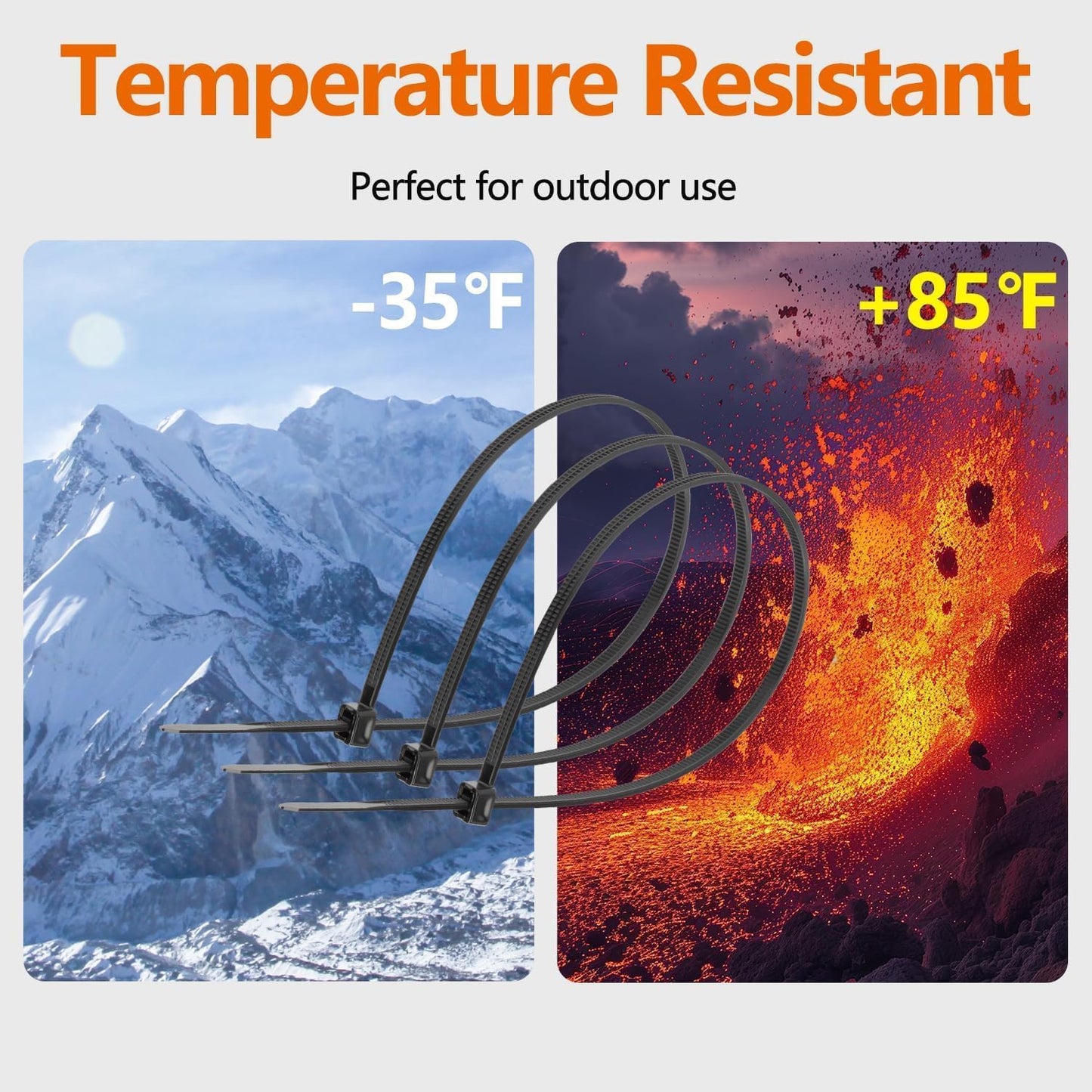 Eletoo 18 inch Black Long Zip Ties Heavy Duty (600 Pack), 2024 New Patented Design, 300 LBS Ultra Strong Tensile Strength, Self-Locking Nylon PA66 UV Resistant Cable Ties for Indoor and Outdoor Use