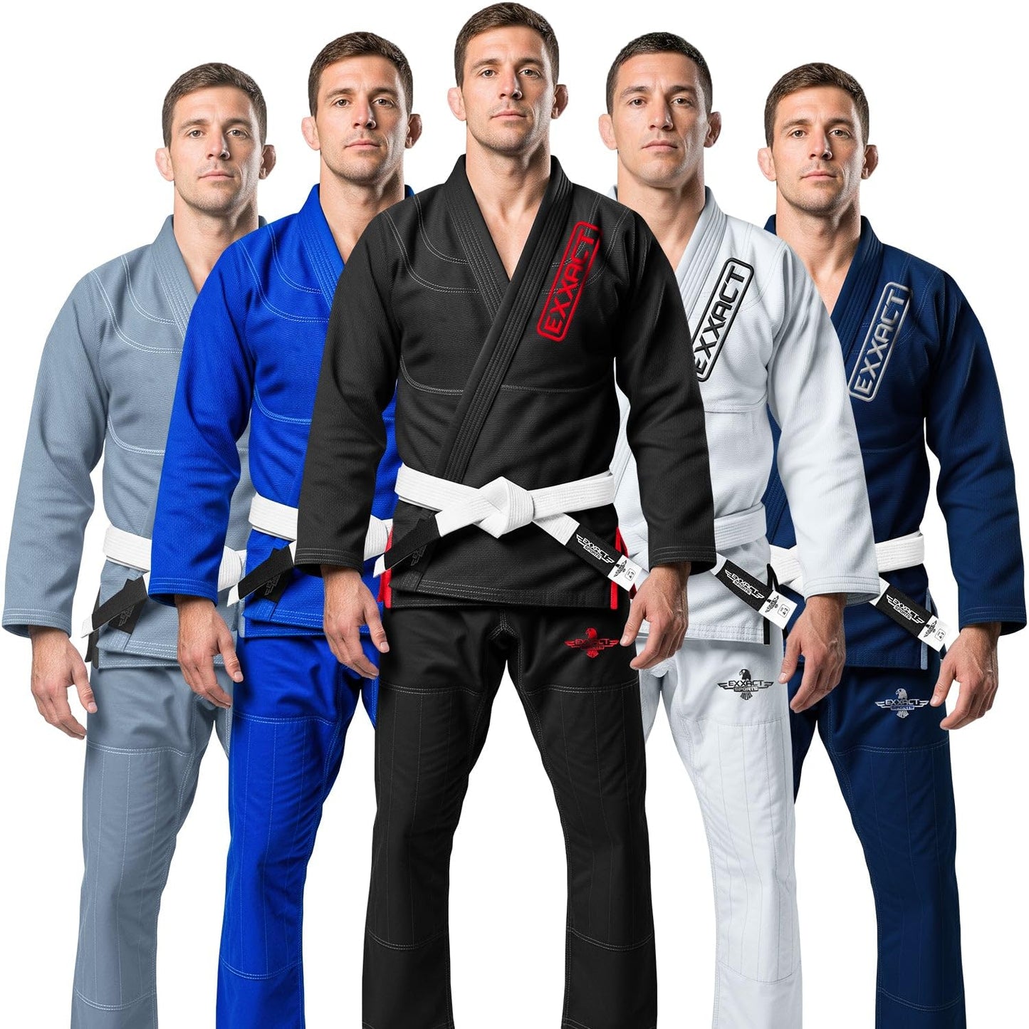 Exxact Sports BJJ Gi Men, Lightweight IBJJF Legal Jiu Jitsu Gi with Preshrunk Fabric & Free Belt for Training & Competition (Black, A5)