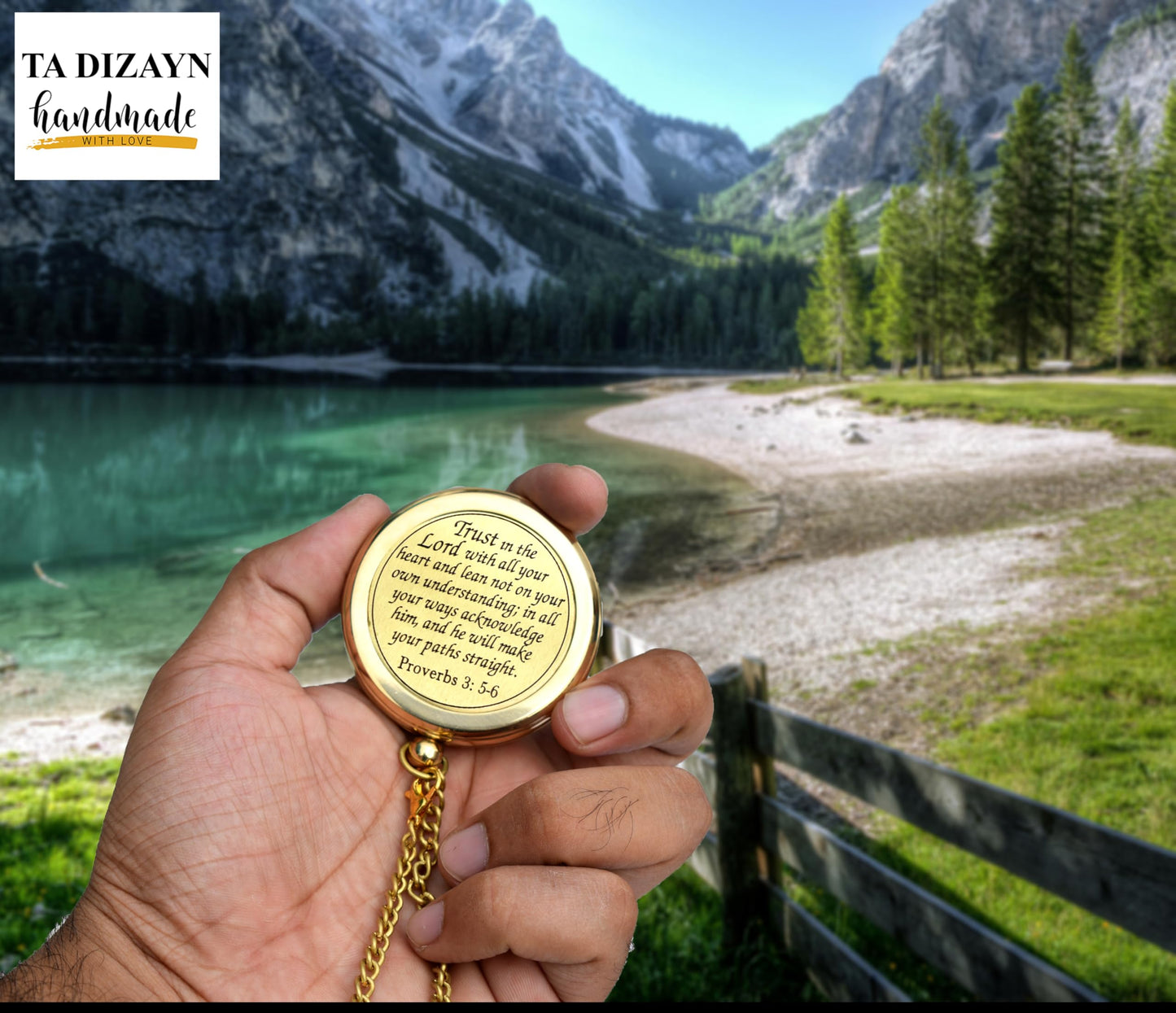 Trust in The Lord with All Your Heart -Proverbs 3: 5-6 Quote Engraved Compass with Wooden Box, Greeting Card, Compass Gift, Graduation Day Gifts 2026 for Women Mens Boy Girls
