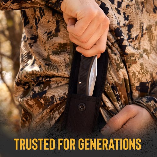 Buck Knives 110 Folding Hunter LT Knife, 3-3/4" Blade, Lockback Design, Nylon Handle, 420HC Stainless Steel Clip Point Blade, Sheath Included, Hunting Knife Made in the USA, 3.2 oz