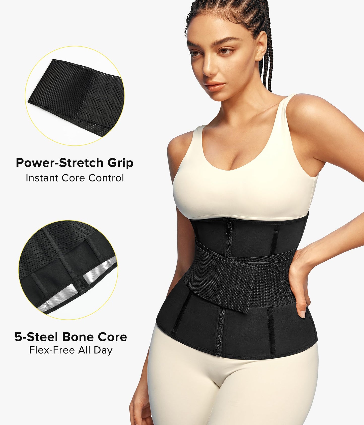 Junlan Sweat Waist Trainer for Women - Sauna Waist Trimmer for Working Out(Black,Medium)