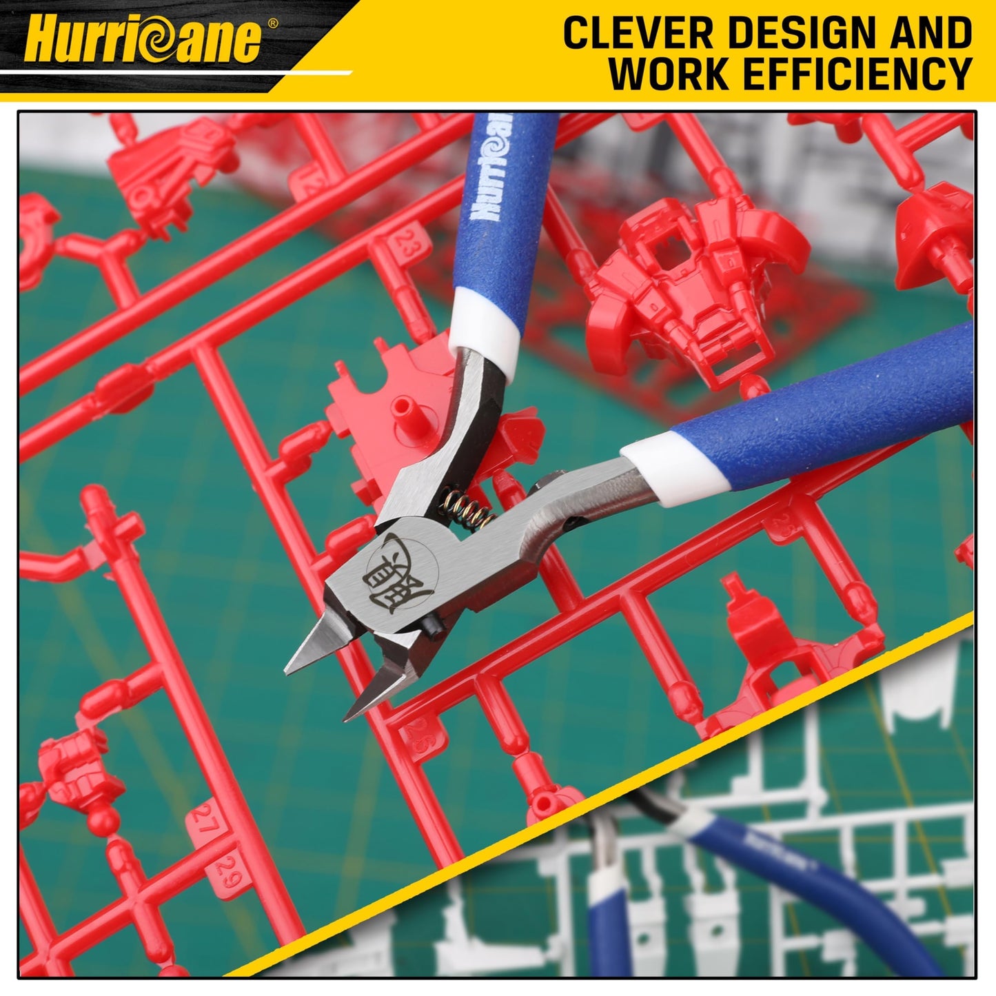 HURRICANE Professional Model Nippers for Gundam - 4.8" Single-Blade Precision and Auto-rebound Spring, Hobby Nippers for Gundam Repairs and Fixes, Includes Leather Sheath & Hex Wrench