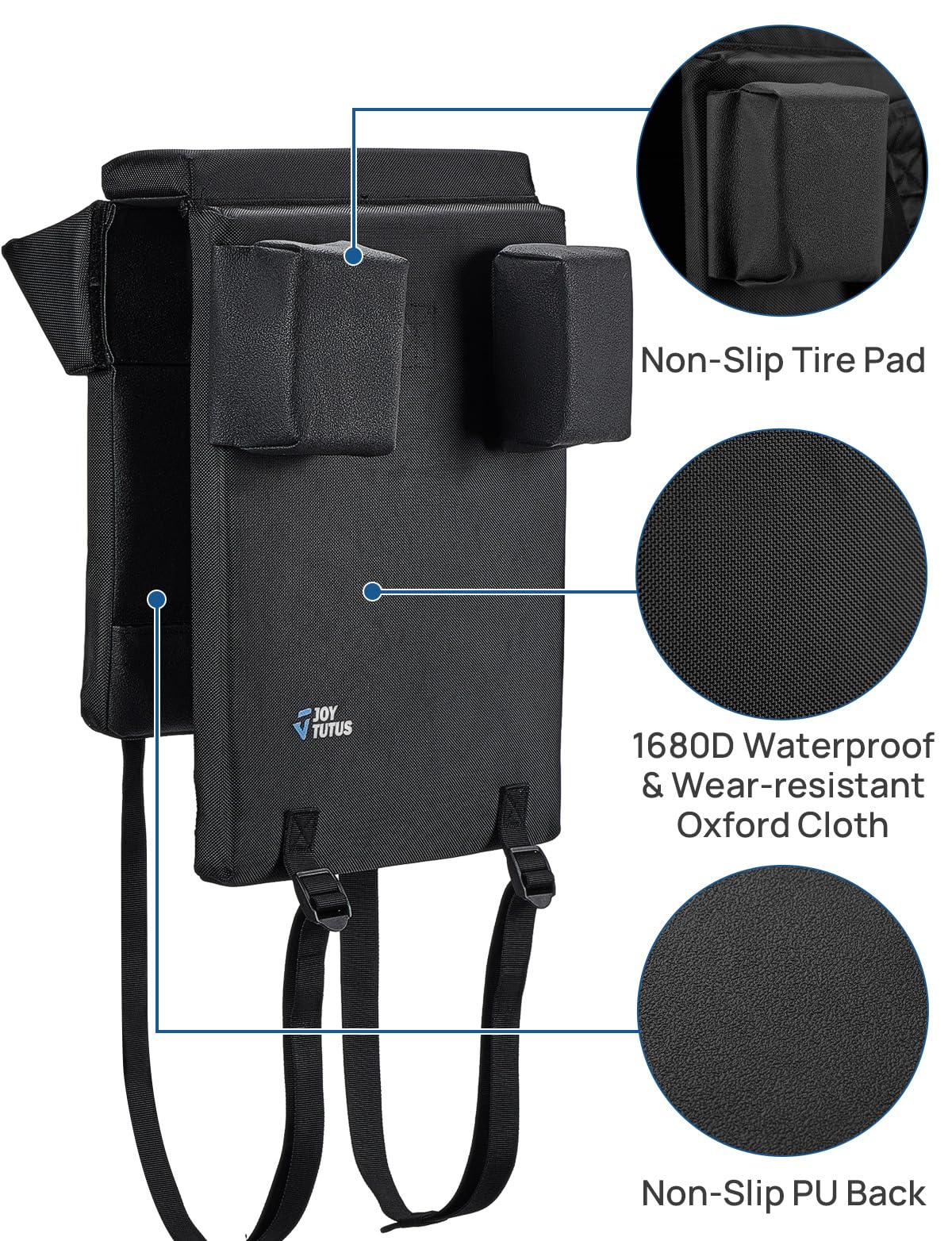 JOYTUTUS Tailgate Bike Pad for Truck, Wider Truck Bed Single Bike Pad Mat, Anti-Wobble Waterproof Bike Cover Pad Holder for Truck Compatible with F150 F250 F350 Silverado Sierra Ram Tundra