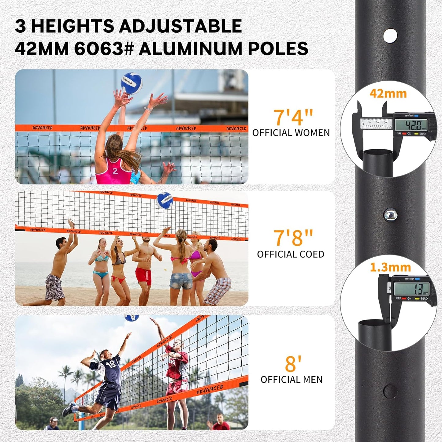 Professional Volleyball Net Set by [Brand Name] - Durable 1.7" Aluminum Poles, 45-ply HDPE Net, PU Volleyball & Pump, Easy Setup