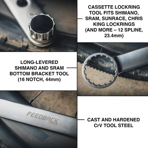 FEEDBACK SPORTS | Bicycle Cassette and Rotor Lockring + Bottom Bracket Tool | Compatible with Shimano & SRAM
