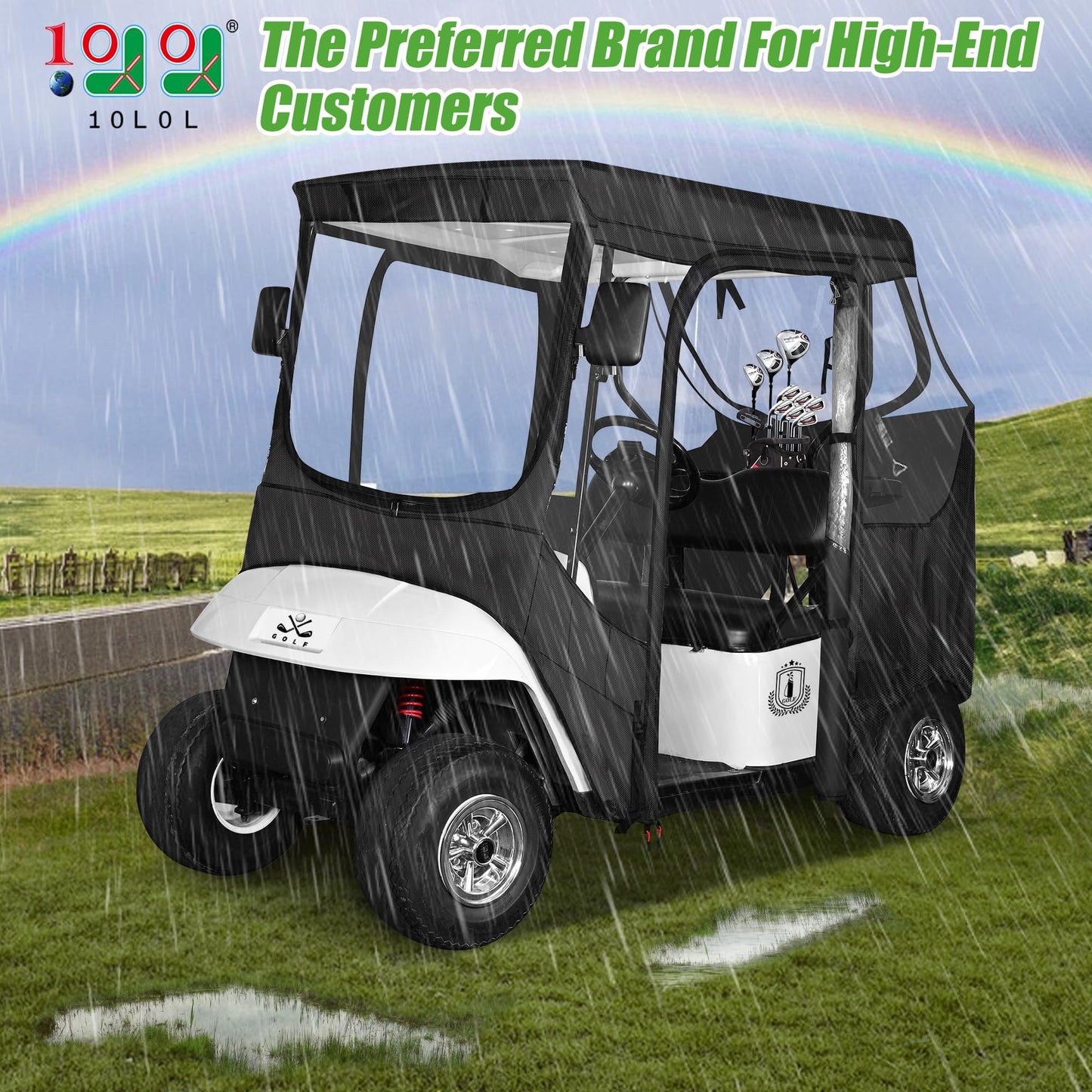 10L0L Golf Cart Enclosure Compatible with EZGO TXT RXV, Golf Cart Cover Waterproof Windproof Portable Transparent Storage Driving 4 Sided Enclosure