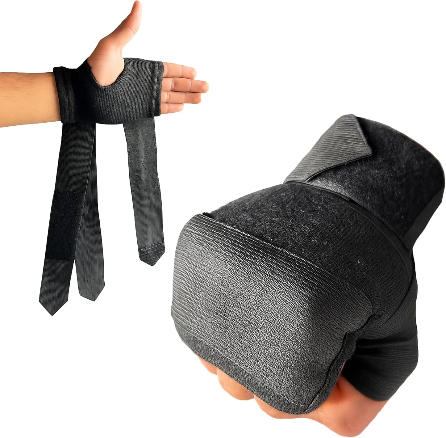 Quickrap Boxing Hand Wrap Gloves - Elastic Thumb Loop Protection for Knuckle, Wrist & Thumb Support | Training Gear for MMA, Muay Thai & Kickboxing