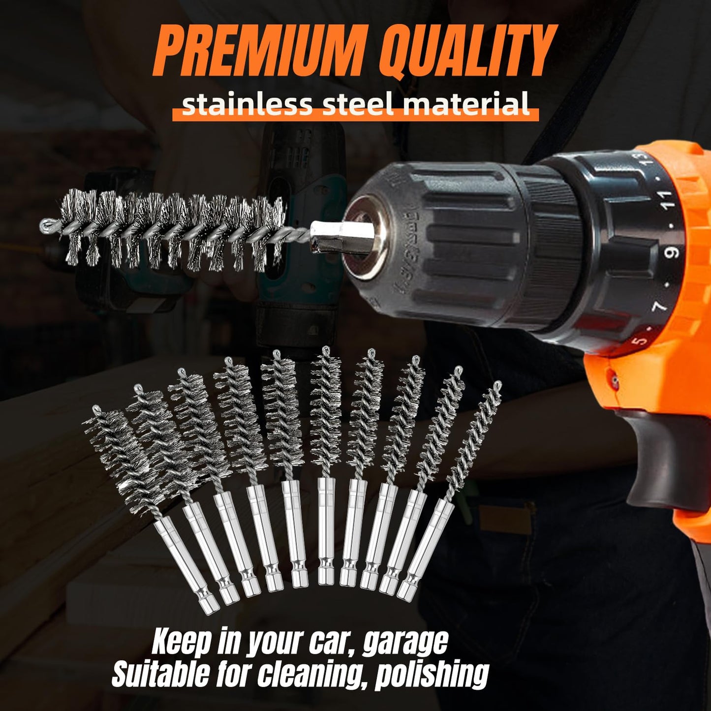 20pcs Wire Bore Brush Set with，Wire Brush for Drill，with 1/4 Hexagonal Handle, for Electric Drill; Metal Rust-Proof Cleaning Hole Brush，Electric Drill Cleaning and polishing Tools