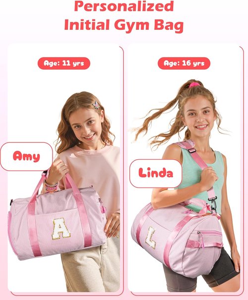 Graduation Gift-Gifts for 10 Years Old Girl, Girls Travel Duffle Bag, Dance Bag for Girls, Kids Overnight Bags with Shoe Compartment, Teen Girl Gifts Trendy Stuff, Birthday Gift (Letter A)