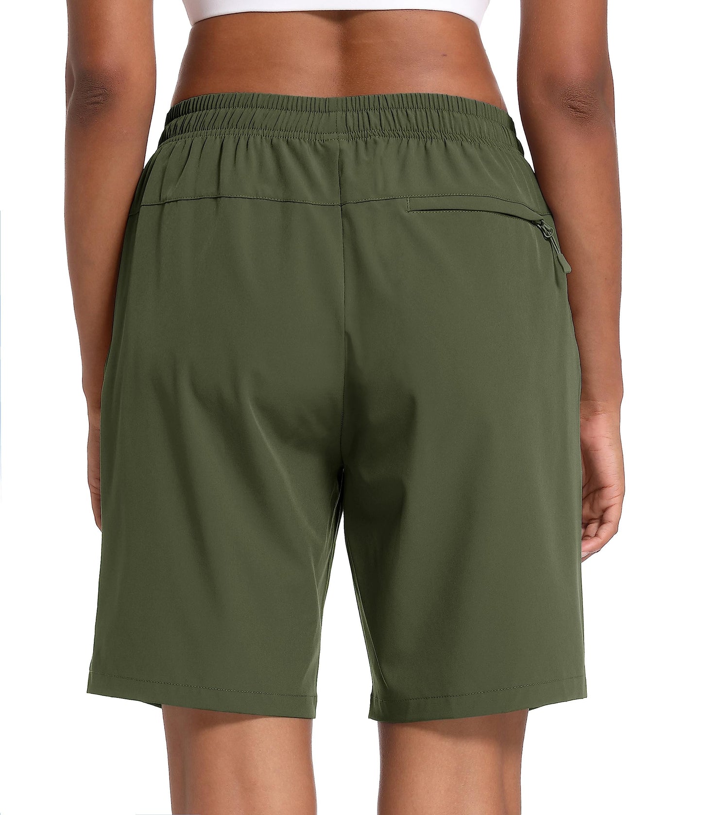 MAGCOMSEN Womens Hiking Shorts Quick Dry 7 Inch Lightweight Golf Running Shorts for Outdoor Army Green L