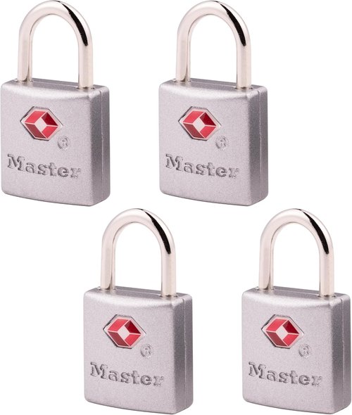 Master Lock TSA Approved Brass Locks - Keyed Padlock for Luggage & Backpacks | 4 Pack, 4683Q