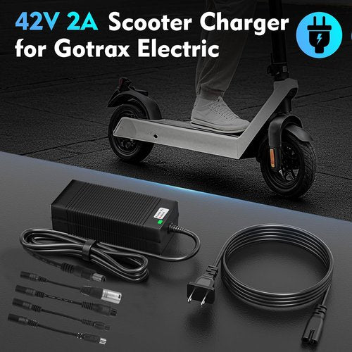 EVAPLUS 42V 2A Fast Charger - UL Certified with 5 Type Plugs for 36V Lithium Batteries | Compatible with Pocket Mod & Electric Scooters