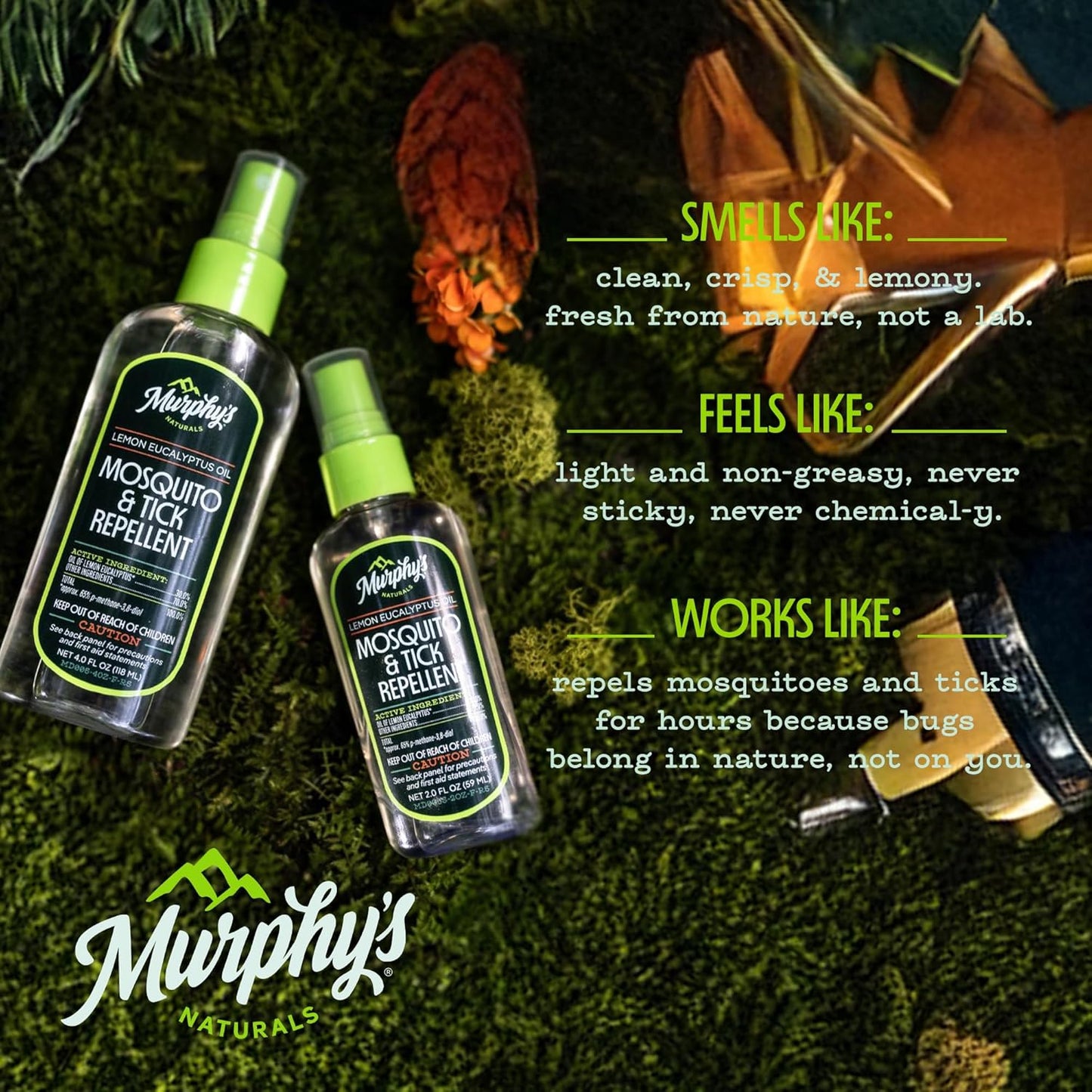 Murphy’s Naturals Mosquito & Tick Repellent - Plant-Based Outdoor Spray Kit | 3-Pack (1x4oz + 2x2oz)