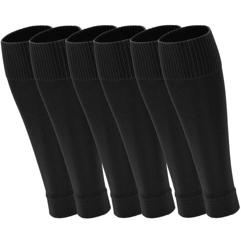 Ultrafun 3 Pairs Leg Sleeves, Pre-cut Soccer Sleeves Compatible with Grip Socks, Shin Guards Sleeves for Soccer, Football, Basketball, Rugby (Black, M)