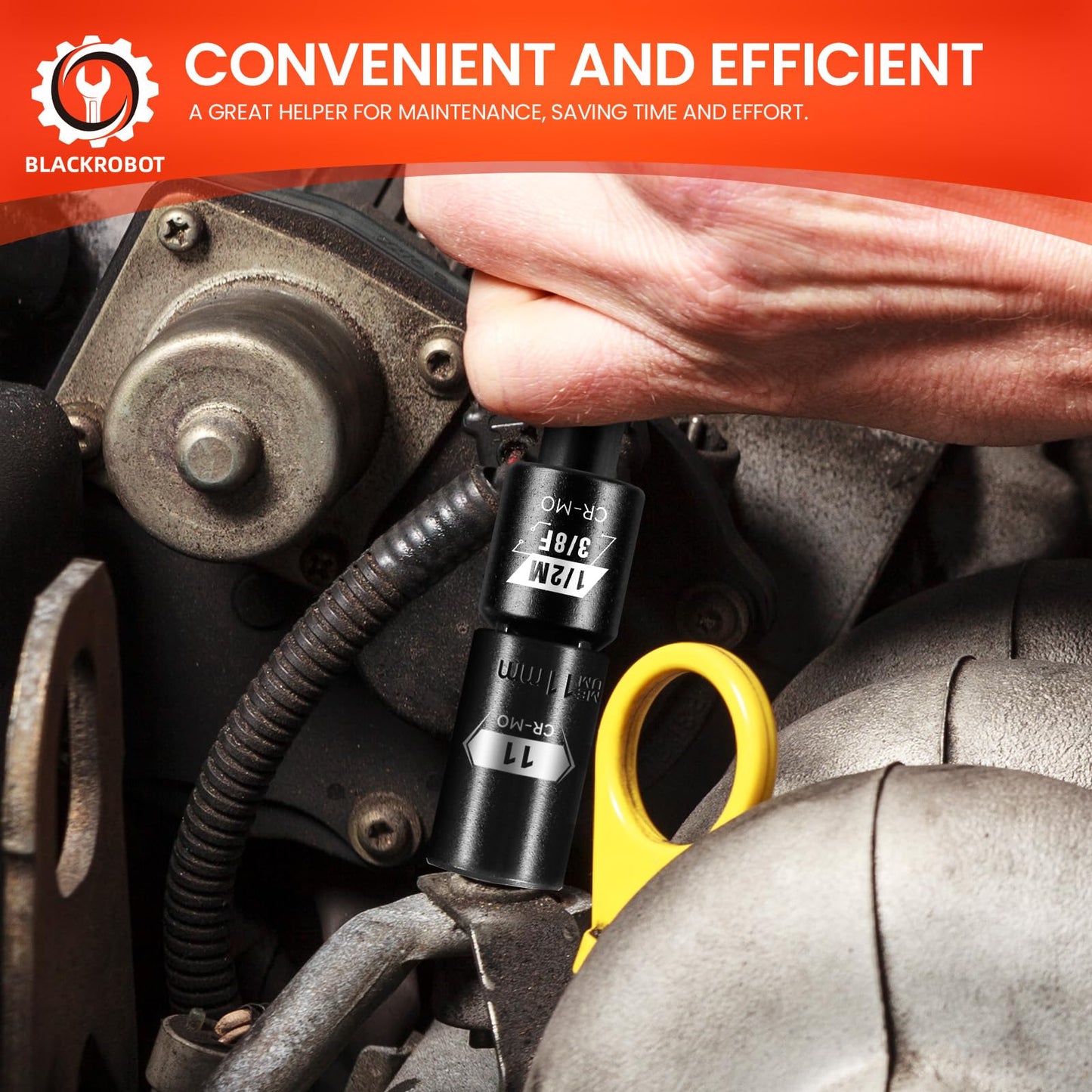 BLACKROBOT 2PCS Impact Socket Adapter and Reducer Set, 3/8" to 1/2" & 1/2" to 3/8" Socket Adapter Set, SAE Drive Cr-Mo Steel Exceeds ANSI Standards, Square Drive Adapter for Impact Driver Wrench