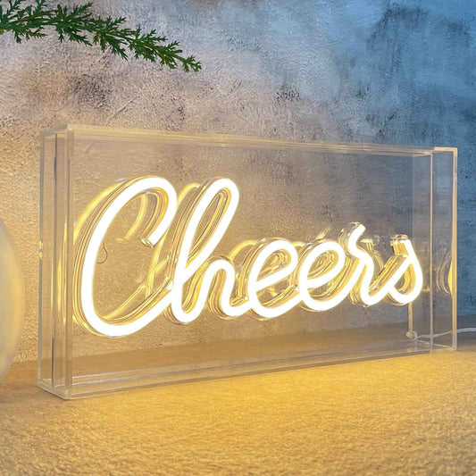KUUNEON Cheers Neon Sign Light LED Sign for Bar Decorations Warm White Cheers Light up Sign for Table, USB Bar Cart Neon Sign Accessories and Decor for College Apartment Dorm Home Party Indoor