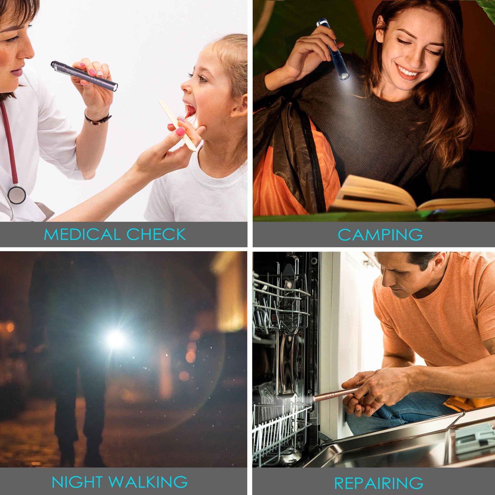 FASTPRO 12-Pack Pen Light, Aluminum LED Penlights with Batteries Included & Pre-Installed, Pocket Flashlight for Inspections, Repairs, Camping and Emergencies