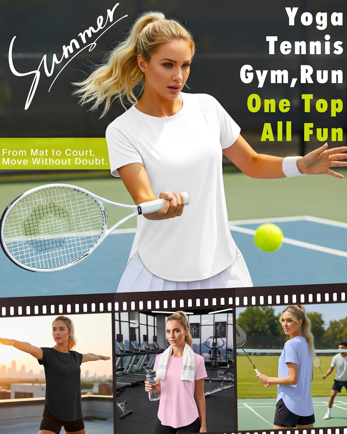 Skiennix Women's Workout Shirts - Quick Dry Raglan Athletic Tops | Loose Fit Yoga Tee, 4 Pack