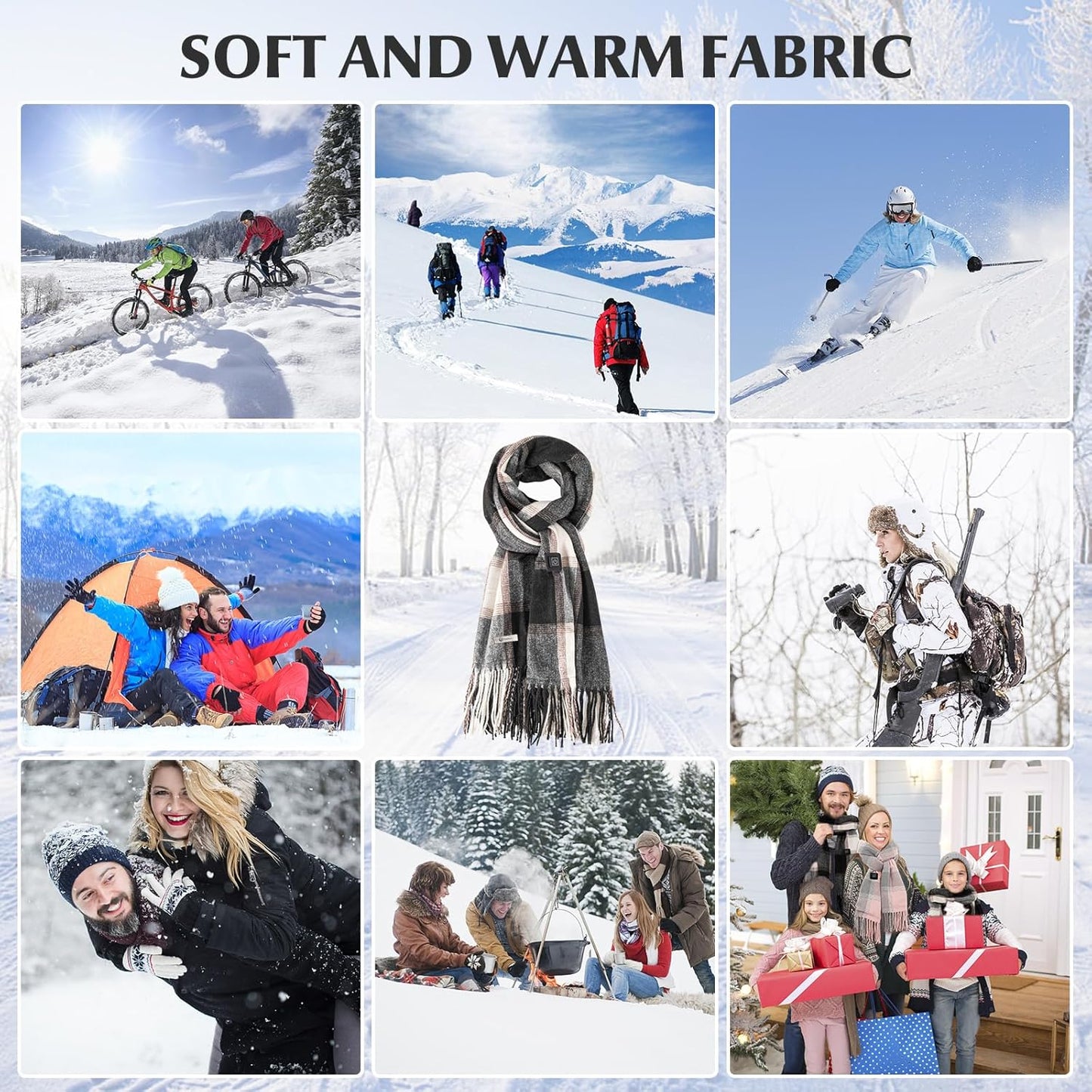 Skiennix Heated Scarf - Rechargeable Neck Warmer for Women & Men | Intelligent Electric Heating, Winter Essential