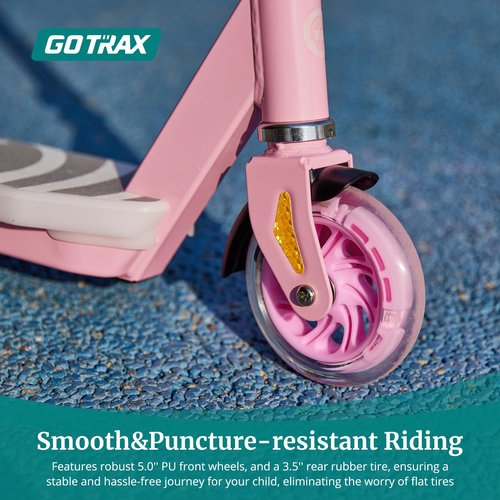 Gotrax Scout Pro Electric Scooter for Kids, Max 3 Mile Range, 6 Mph Speed by 80W Motor and Thumb Control, 5" Solid Wheels with Flash Wheel & Deck Lights, Max 110 Lbs Load for Boy & Girl Ages 4-7