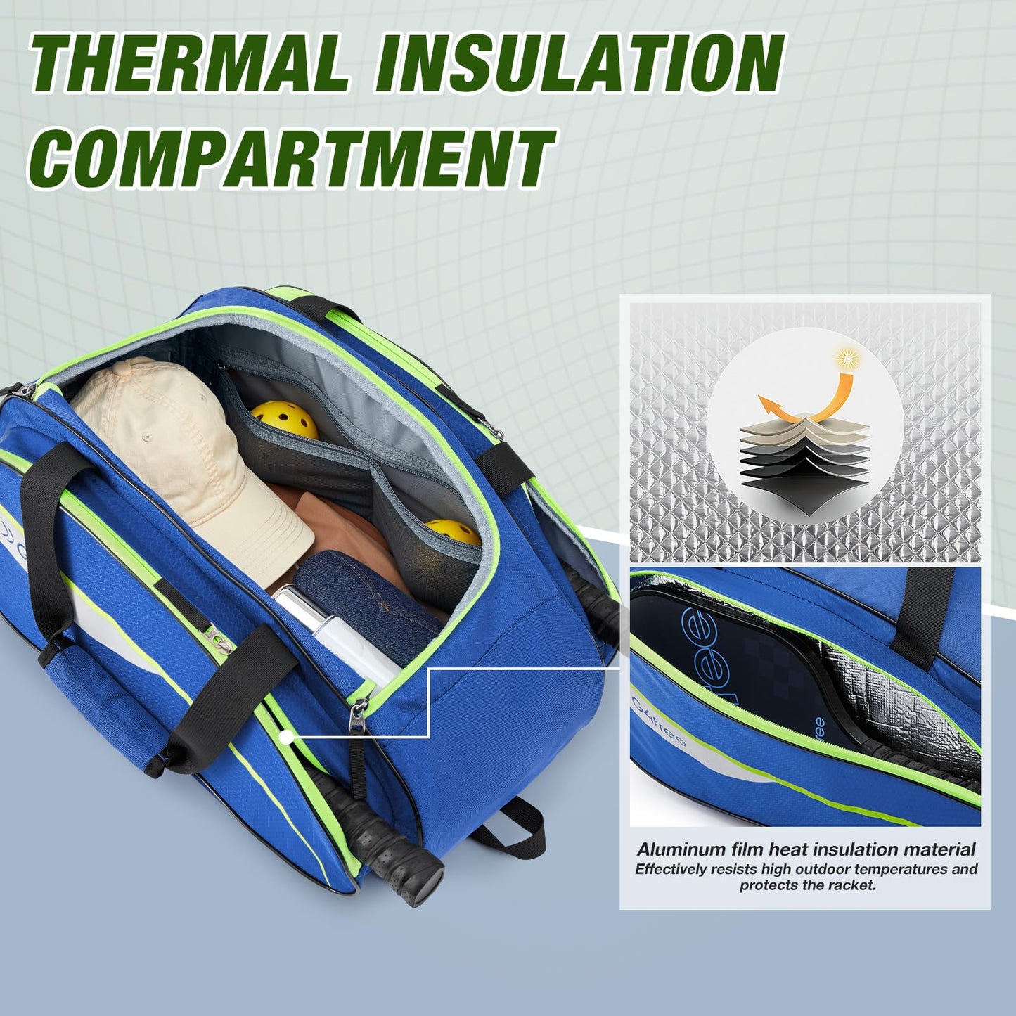 G4Free 2-in-1 Pickleball Bag Pickleball Backpack Pickle Ball Bag Holds 4+ Paddles for Women & Men with Fence Hook Thermal Insulation Compartment(Blue)