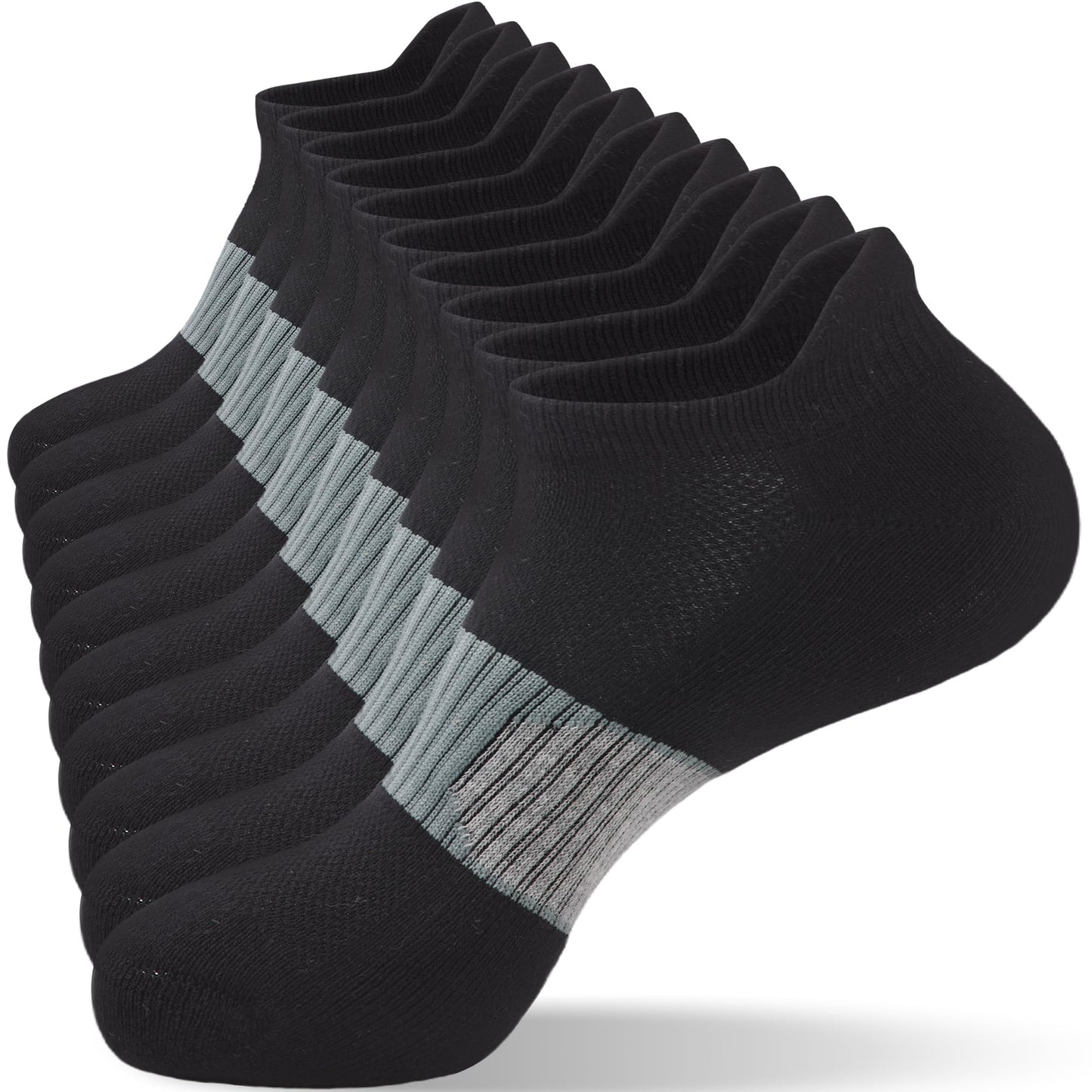 FYTUTESE Mens Low Cut Ankle Socks with Cushion 5 Pairs Black Large