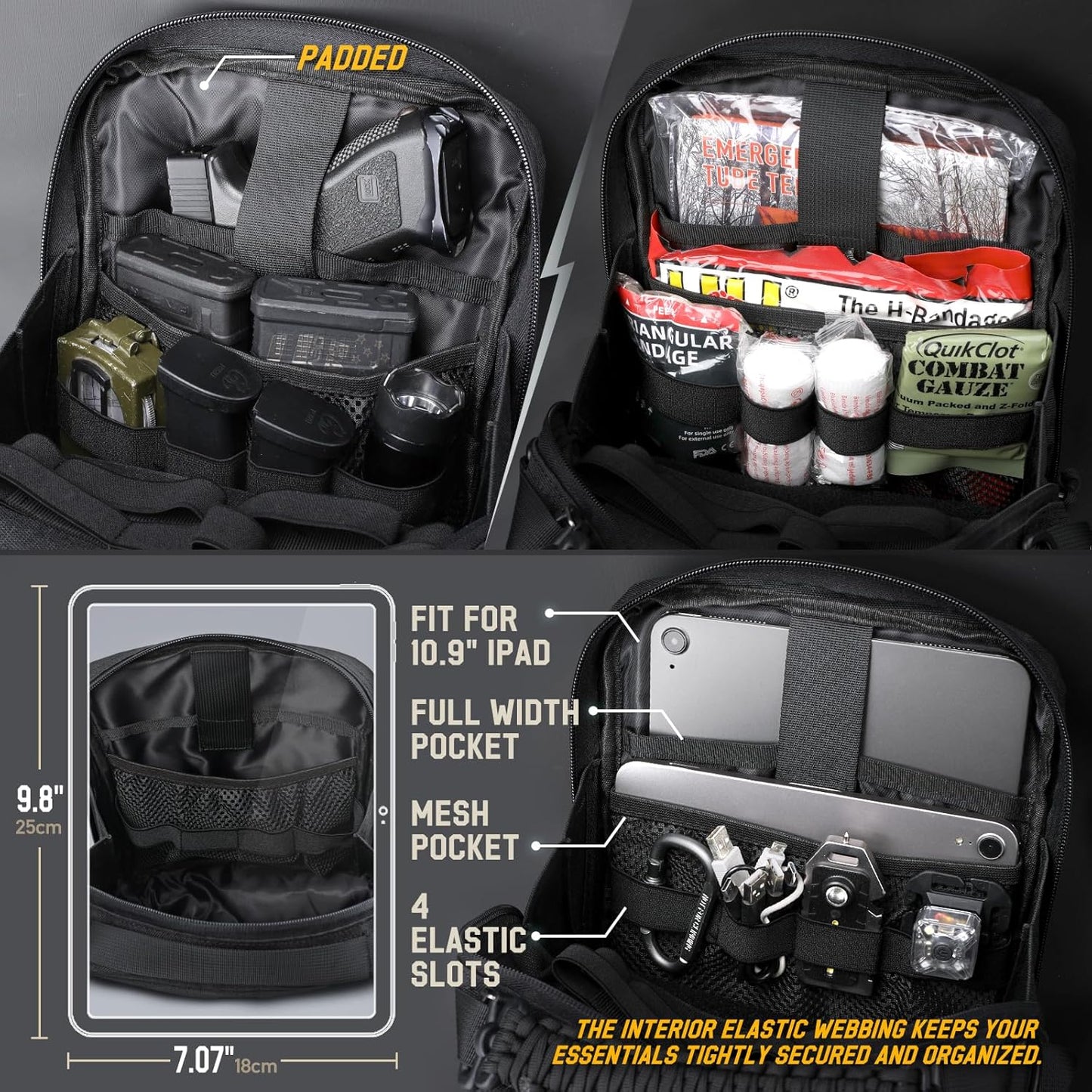 WYNEX Tactical Molle Admin Pouch - Large Capacity EDC Organizer with Double Layer Design & Elastic Webbing