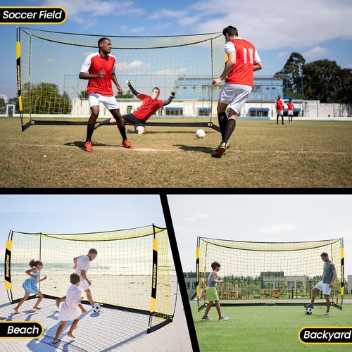 MangoStar Soccer Goal - 12x6 FT Portable Net with Collapsible Metal Base | Quick Setup for Indoor/Outdoor Training
