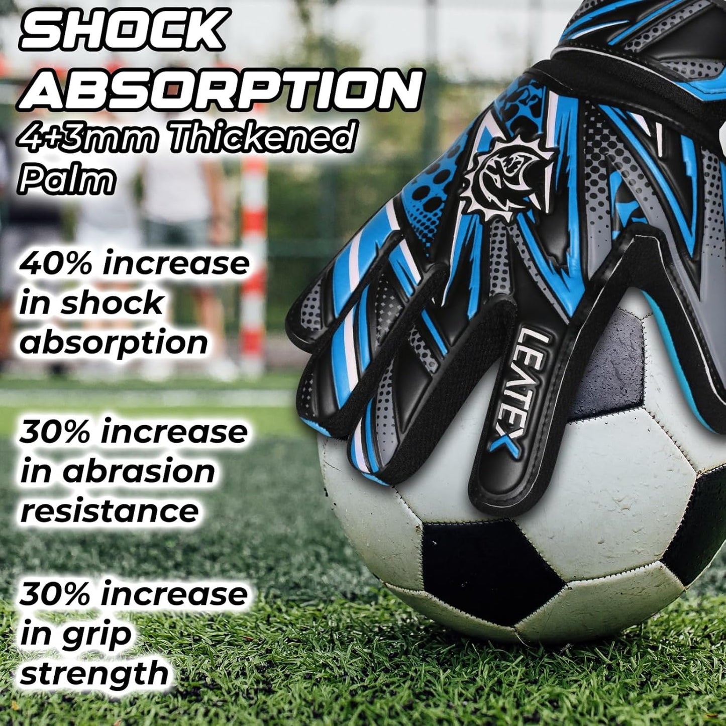 Skiennix Youth Soccer Goalie Gloves - Strong Grip & Breathable Goalkeeper Gloves for Kids | Adjustable Wrist Strap